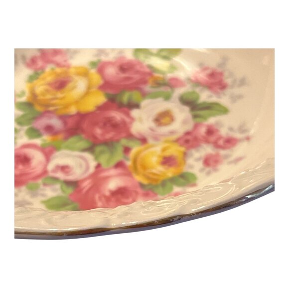 Vintage Edwin M. Knowles Floral Bowl – 22K Gold Trim – Made in USA - Picture 4 of 8